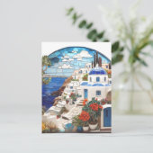 サントリーニフェイクギリシャのモザイクアーチ、ギリシャの村 ポストカード (スタンド正面)