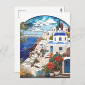 サントリーニフェイクギリシャのモザイクアーチ、ギリシャの村 ポストカード (正面/裏面)