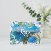 サントリーニフローラ夏の結婚式の出欠はがき ポストカード (スタンド正面)