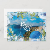 サントリーニフローラ夏の結婚式の出欠はがき ポストカード (正面/裏面)