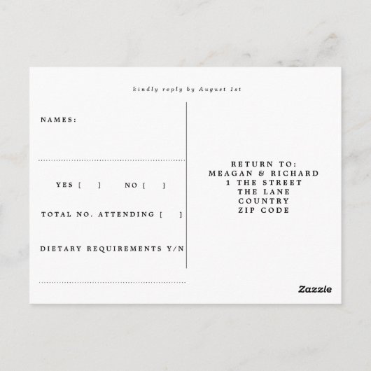 サントリーニフローラ夏の結婚式の出欠はがき ポストカード (裏面)