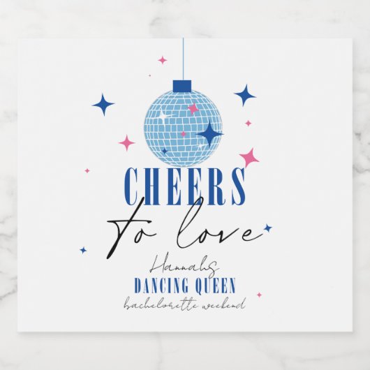 サントリーニブルーのタイルに、ブーゲンビリアの花が咲く独身最後の夜 スパークリングワインラベル (シングルラベル)