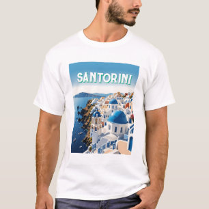 サントリーニブルードーム&海ビューTシャツ – セーリング Tシャツ