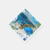 サントリーニブルー花模様サマー結婚ズ・ナプキン スタンダードカクテルナプキン (角)