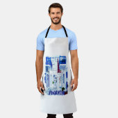 サントリーニブルー&ホワイトトラベル エプロン (着用した状態)