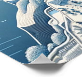 サントリーニミニマリストアートスケッチ ポスター (角)