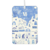 サントリーニモノグラムウォーターカラーアート カーエアーフレッシュナー (正面)