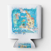 サントリーニ図解入りの、写真付きのギリシャ地図と幹線道路 缶クーラー (裏面)