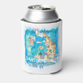 サントリーニ図解入りの、写真付きのギリシャ地図と幹線道路 缶クーラー (缶裏面)