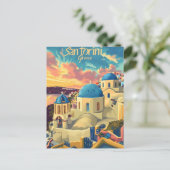 サントリーニ夕日 ポストカード (スタンド正面)