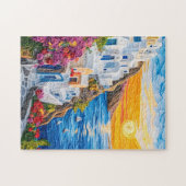 サントリーニ島の夕日 ジグソーパズル (横)