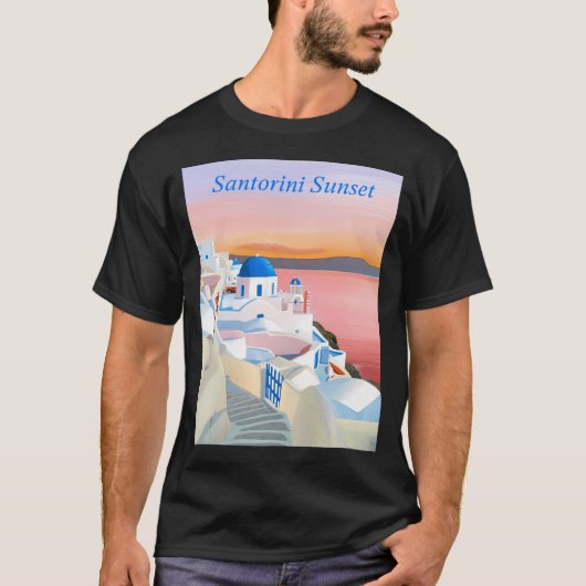 サントリーニ島の夕日 Tシャツ (正面)