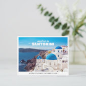 サントリーニ島の結婚式 セーブ・ザ・デート 旅行 レトロ ポストカード (スタンド正面)