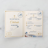 サントリーニ島の結婚式 パスポートRSVPカード 招待状 (内部)