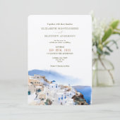 サントリーニ島オイア村 ギリシャ 結婚式招待状 招待状 (スタンド正面)