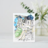 サントリーニ島 ギリシャ 夏の思い出 ポストカード (スタンド正面)