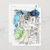 サントリーニ島 ギリシャ 夏の思い出 ポストカード (正面/裏面)