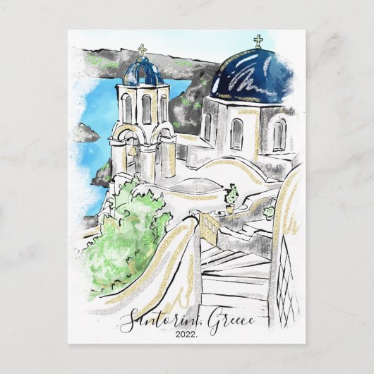サントリーニ島 ギリシャ 夏の思い出 ポストカード (正面)