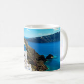 サントリーニ島 ギリシャ 青いドーム コーヒーマグカップ (正面右)