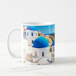 サントリーニ島 ギリシャ 青いドーム コーヒーマグカップ