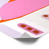 サントリーニ旅行ギリシャのピンクと紫 ポスター (角)