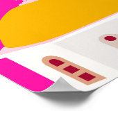 サントリーニ旅行ギリシャ熱いピンクと黄色 ポスター (角)