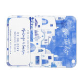 サントリーニ日付結婚を保存 マグネット (横)