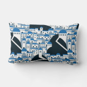 サントリーニ村の白と青の紋様 ランバークッション (裏面)