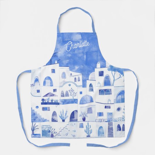 サントリーニ水パーソナライズされた色 エプロン (正面)