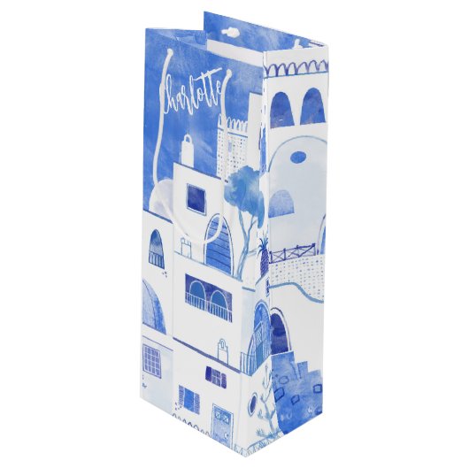 サントリーニ水パーソナライズされた色 ワインギフトバッグ (正面アングル)