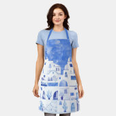 サントリーニ水彩 エプロン (着用した状態)