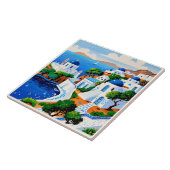 サントリーニ水絵を描色のアート – ギリシャ島 タイル (側面)