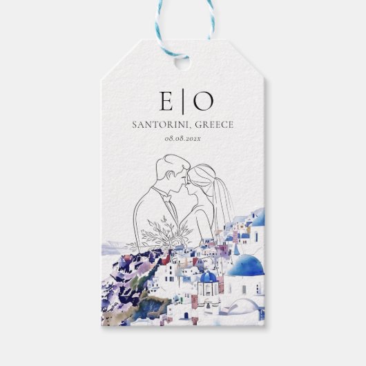 サントリーニ結婚ギリシャの行先の夏 ギフトタグ (正面)