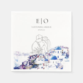 サントリーニ結婚ギリシャの行先の夏 スタンダードカクテルナプキン