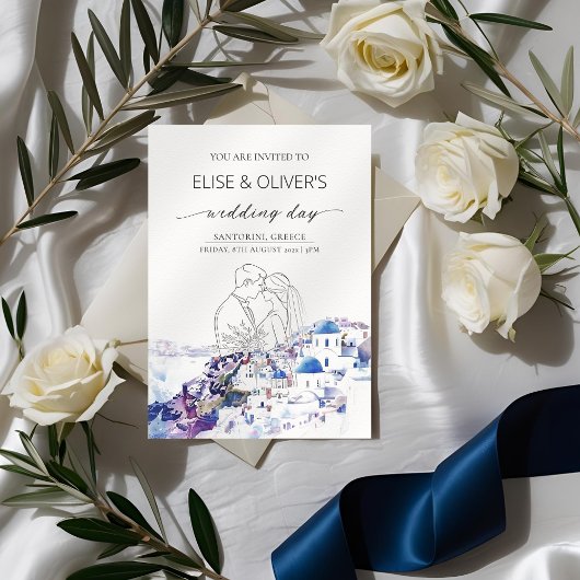 サントリーニ結婚ギリシャの行先の夏 招待状