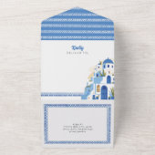 サントリーニ結婚ギリシャ招待状&RSVP オールインワン招待状 (外側)