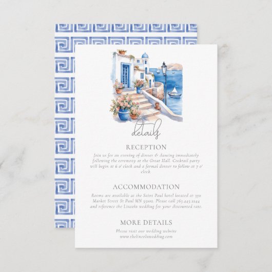 サントリーニ結婚ギリシャ詳細 エンクロージャーカード (正面/裏面)