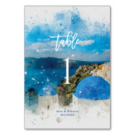 サントリーニ結婚、ギリシャのナンバーカード テーブルナンバー