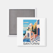 サントリーニ絵画ギリシャ マグネット (正面/裏面)