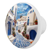 サントリーニ通り，ギリシャ，ギリシャの村モザイクアート セラミックノブ (右)
