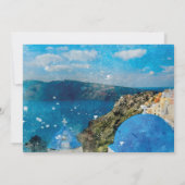 サントリーニ青いフローラ結婚式の日付カードを保存 サンキューカード (裏面)