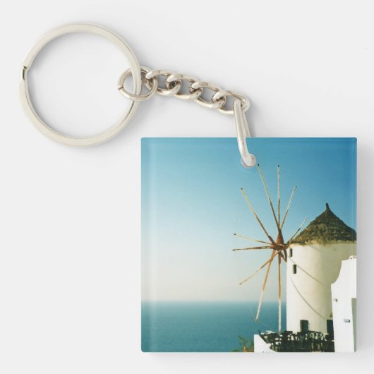 サントリーニ風車(ギリシャ) キーホルダー (正面)