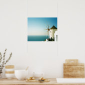 サントリーニ風車（ギリシャ） ポスター (キッチン)