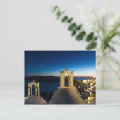 サントリーニ – オイアの教会の夕日のはがき ポストカード (スタンド正面)