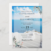 サントリーニ、ギリシャのカスタマイズ可能な目的地の結婚式 招待状 (正面/裏面)