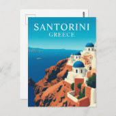 サントリーニ、ギリシャのホワイトハウス旅行ヴィンテージ ポストカード (正面/裏面)