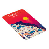 サントリーニ、ギリシャのヴィンテージ旅行サンセット マグネット (右側)