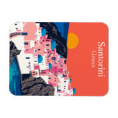 サントリーニ、ギリシャのヴィンテージ旅行ブルードーム マグネット (横)