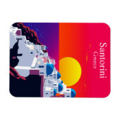 サントリーニ、ギリシャヴィンテージ旅行海サンセット マグネット (横)