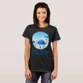 サントリーニ、ギリシャ人女性ブラック Tシャツ (正面フル)